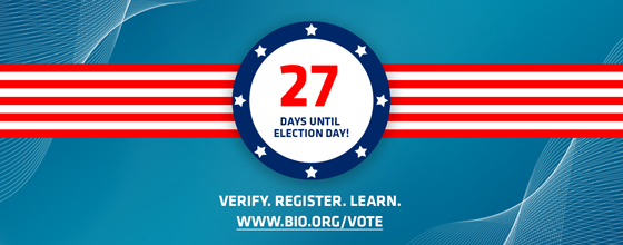 27 days until election day. Make your voting plan at Biotech Votes.