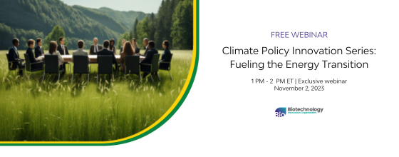 Register now for BIO's climate policy innovation webinar on November 2, 2023.