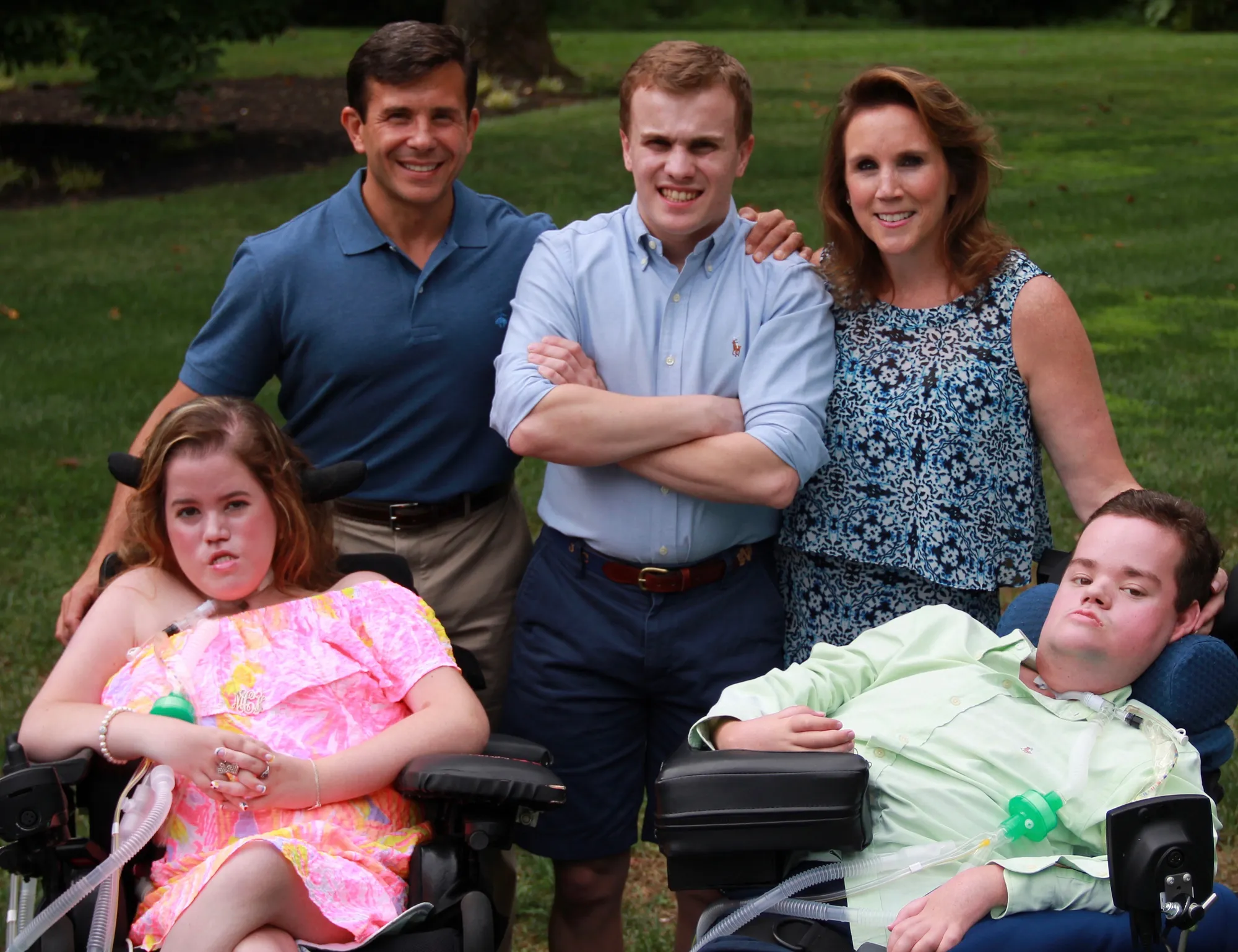 John Crowley with his family, including his two children diagnosed with Pompe disease.