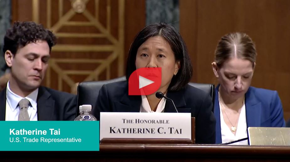 USTR Katherine Tai at the Senate Finance Committee on March 23, 2023