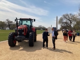 Tractor on National Mall with Washington Monument