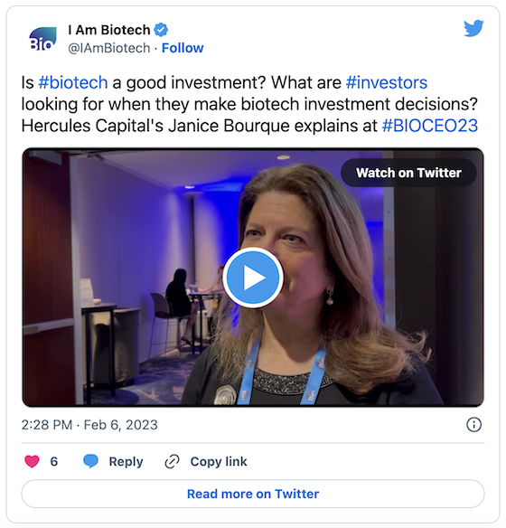 Watch Janice Bourque at the BIO CEO and Investor Conference 2023